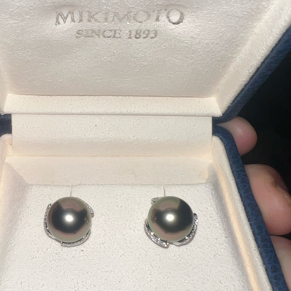 Mikimoto Pearl and Diamond Earrings